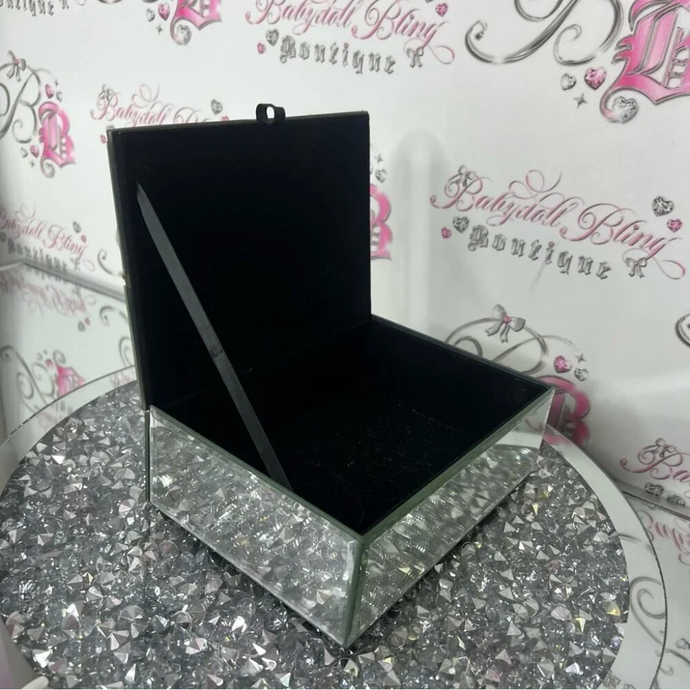 Jewelery box rhinestone bling Elegant Mirrored Jewelry Box with Crystal Accents